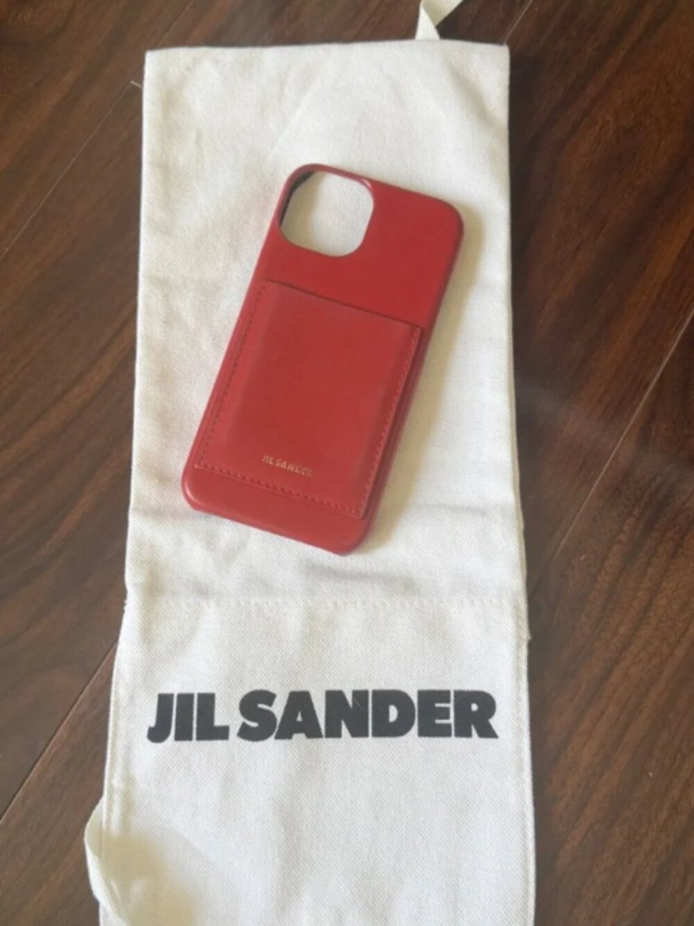 Jil Sander red leather case with card holder iPhone 15 - Used $400 retail new